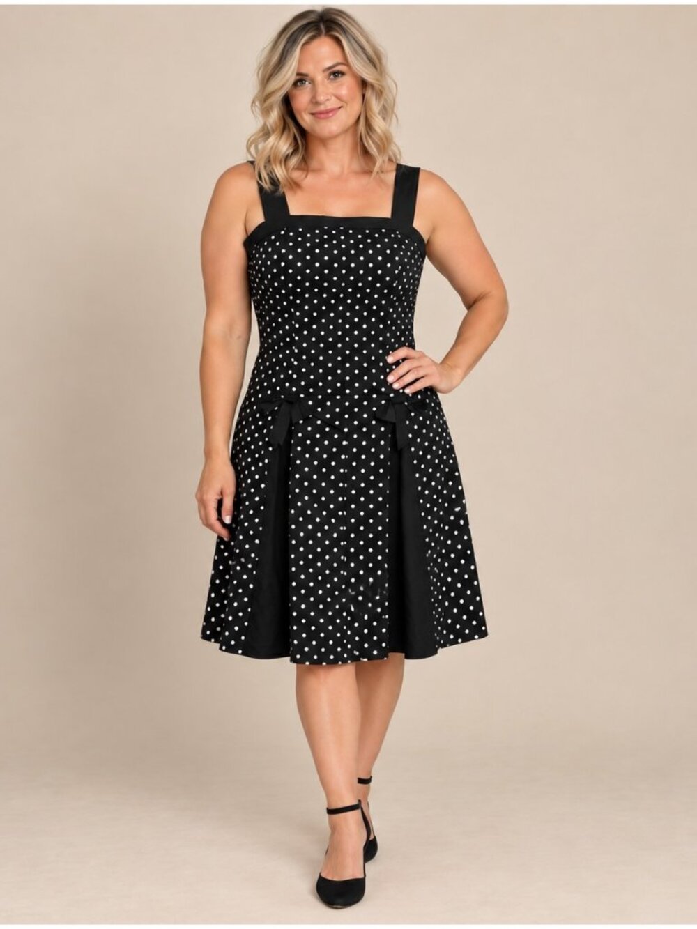 Chic Star Sean Nelson Polka Dot And Bows Dress Black White Approx Size Large